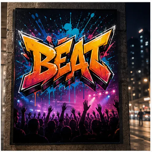 Event poster with BEAT graffiti text headline