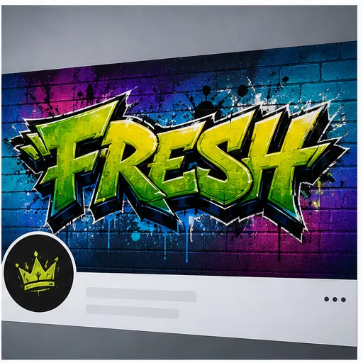 Social banner layout with FRESH graffiti text