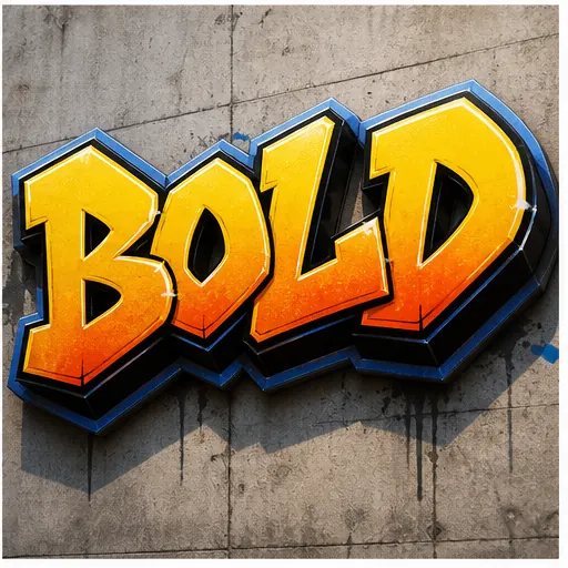 Logo-style BOLD graffiti wordmark on a wall