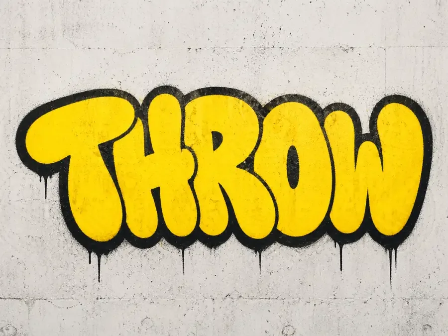 Throw-up graffiti lettering direction with rounded fill and outline